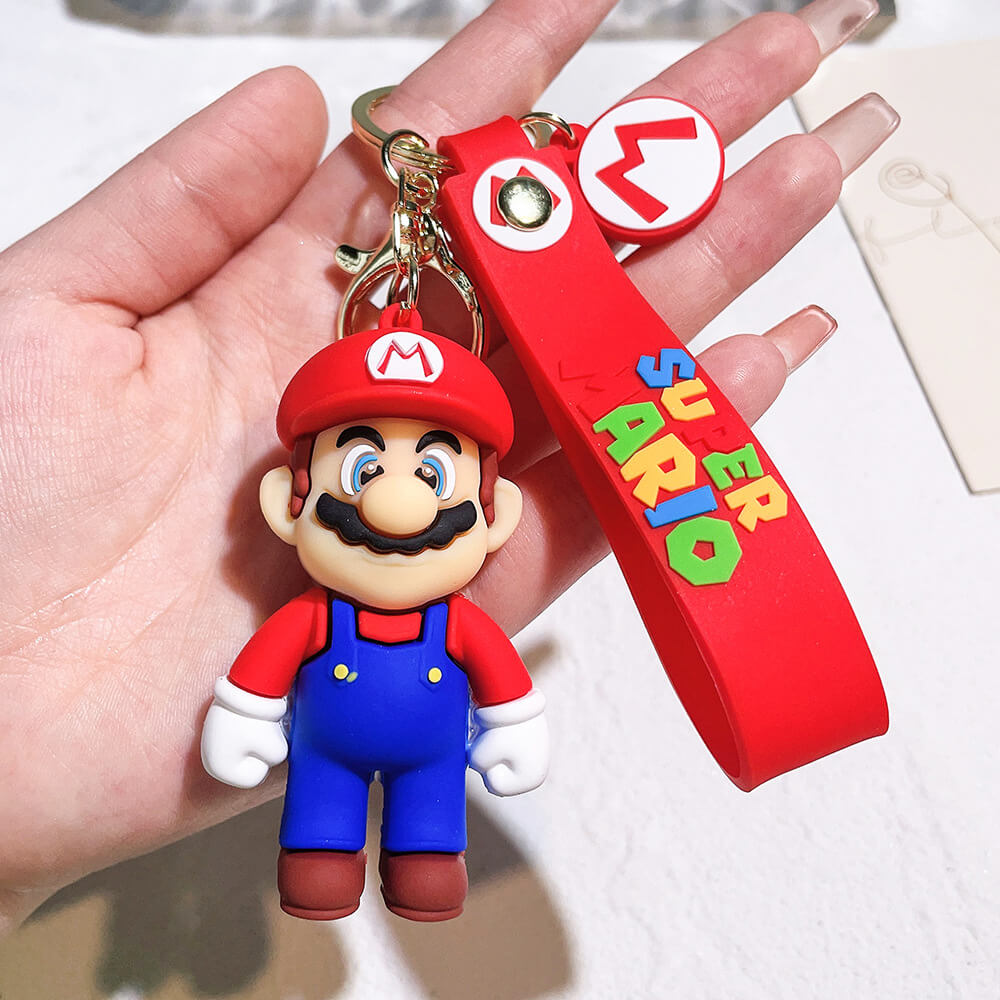 The Super Mario Bros Cartoon Character Wristlet Key Chain Ring