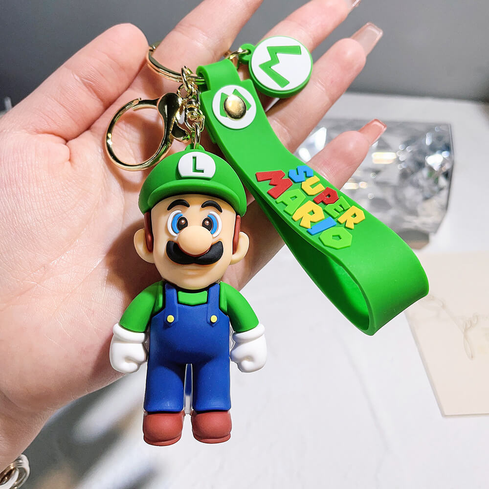 The Super Mario Bros Cartoon Character Wristlet Key Chain Ring