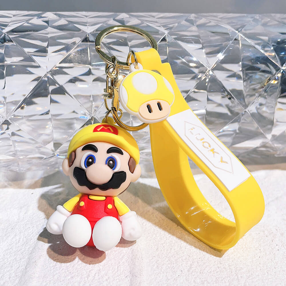 The Super Mario Bros Cartoon Character Wristlet Key Chain Ring