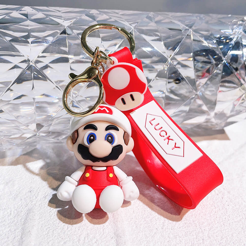 The Super Mario Bros Cartoon Character Wristlet Key Chain Ring