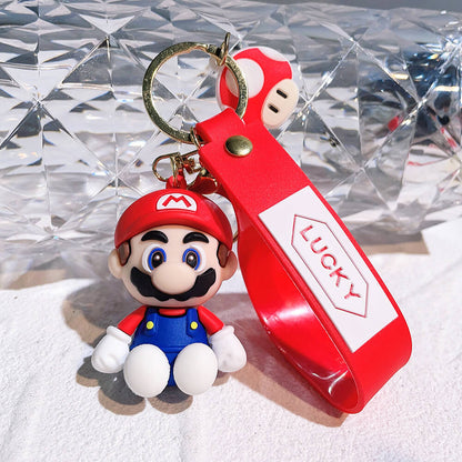 The Super Mario Bros Cartoon Character Wristlet Key Chain Ring