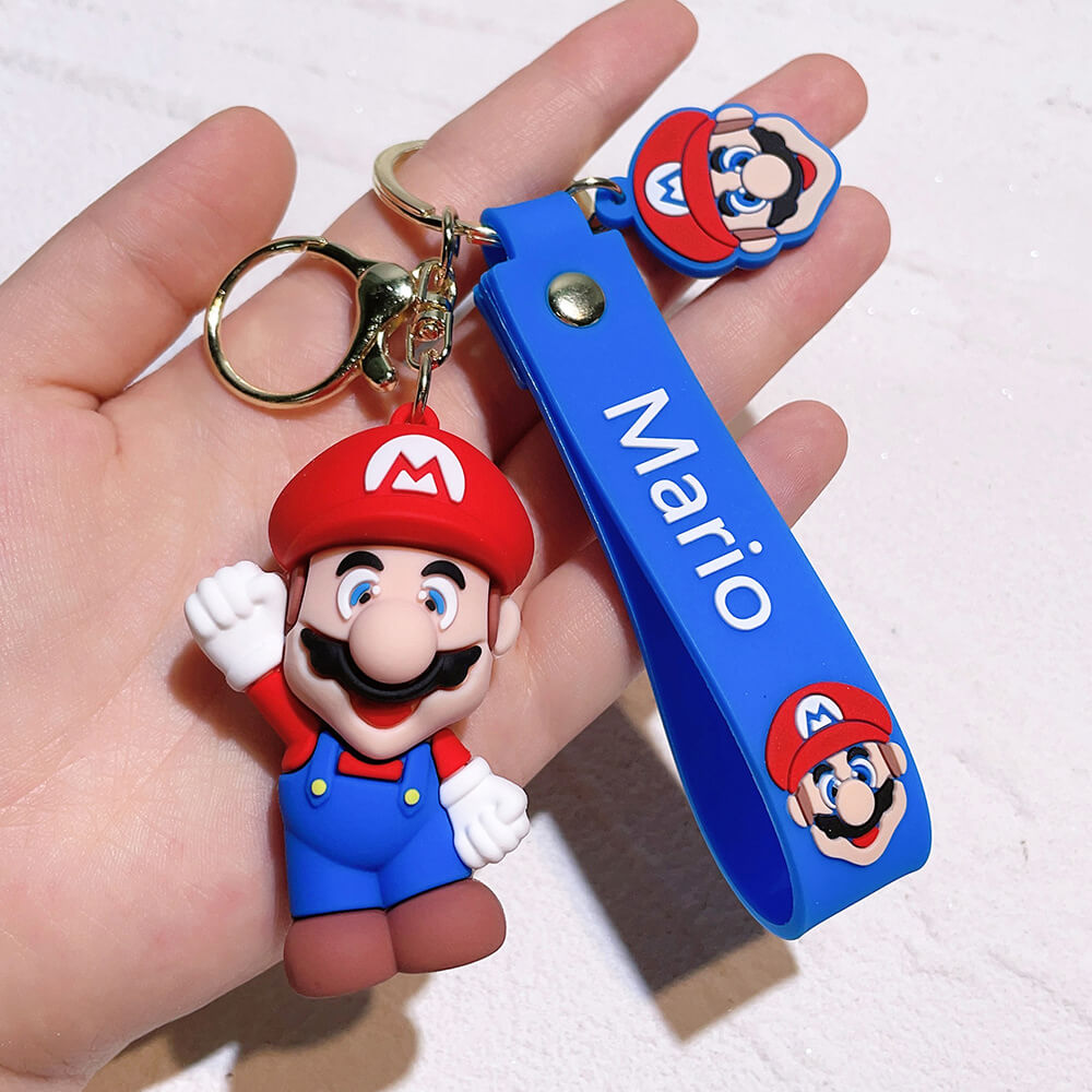 The Super Mario Bros Cartoon Character Wristlet Key Chain Ring