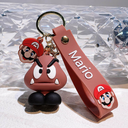 The Super Mario Bros Cartoon Character Wristlet Key Chain Ring