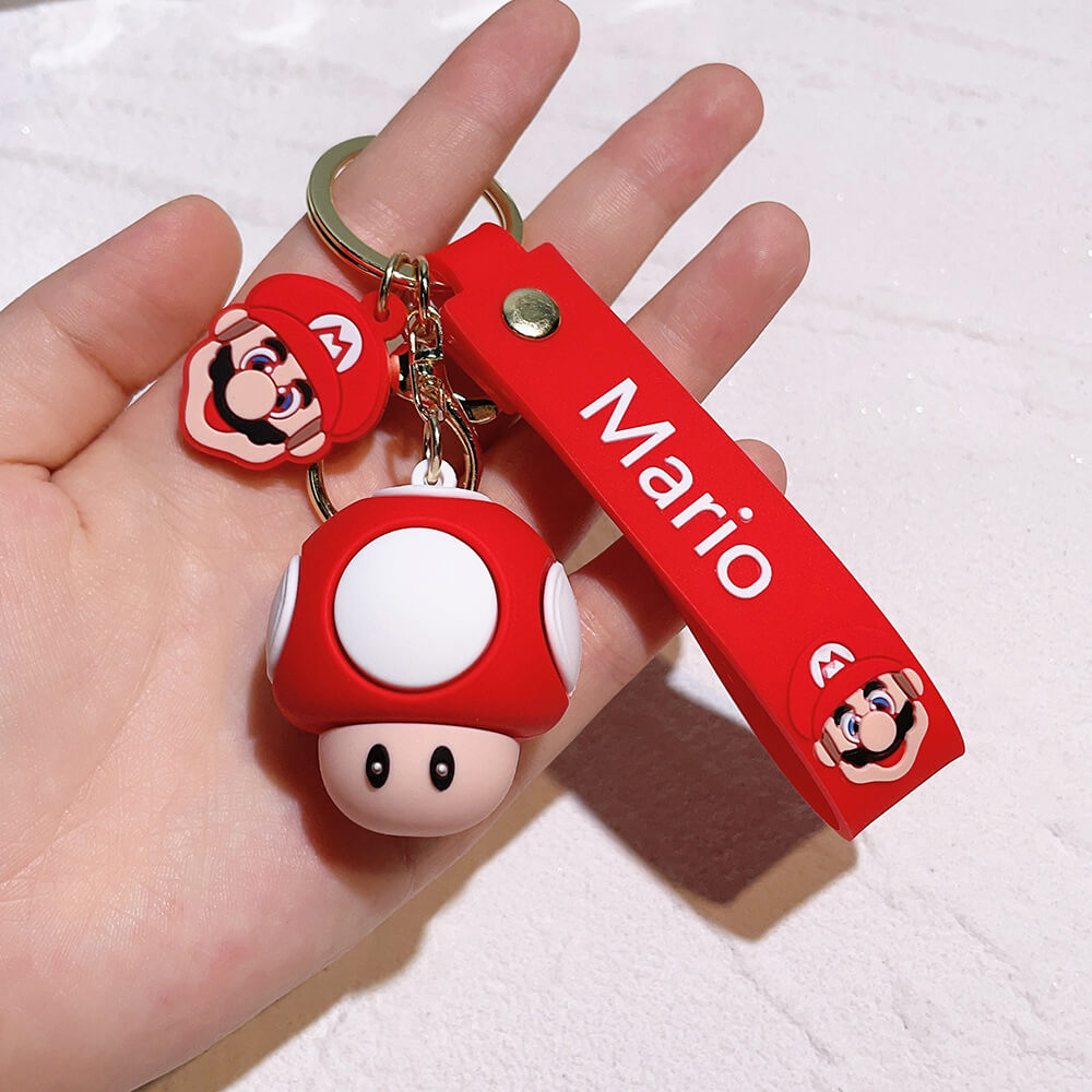 The Super Mario Bros Cartoon Character Wristlet Key Chain Ring