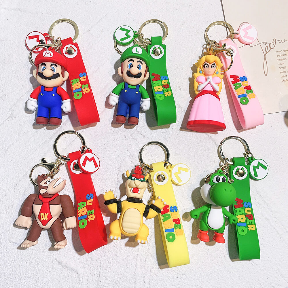 The Super Mario Bros Cartoon Character Wristlet Key Chain Ring