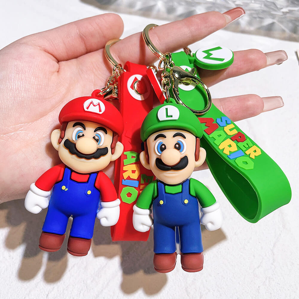 The Super Mario Bros Cartoon Character Wristlet Key Chain Ring