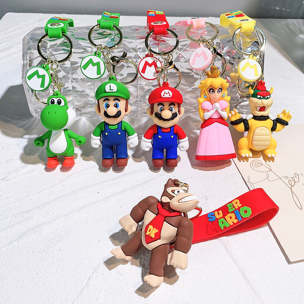 The Super Mario Bros Cartoon Character Wristlet Key Chain Ring