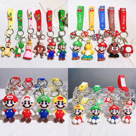 The Super Mario Bros Cartoon Character Wristlet Key Chain Ring